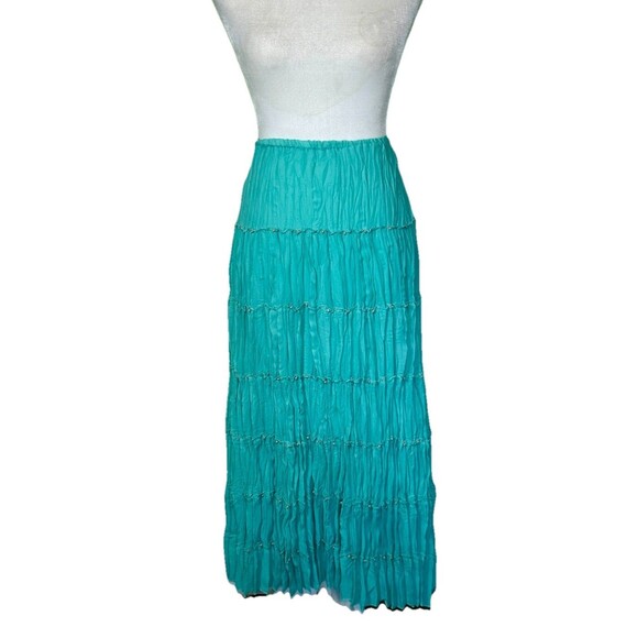 Sunny Taylor Women’s Boho Crinkle Tiered Maxi Skirt Hippie Festival Y2K Sz XL - Picture 1 of 7
